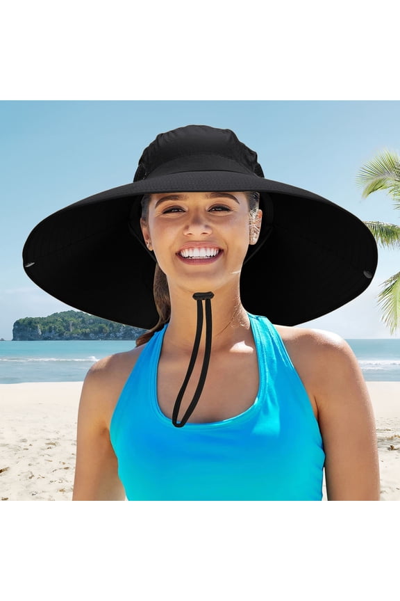 Breathable Sun Hat For Men Women Adjustable Outdoor Summer Sun Wide Brim Hat For Hiking Camping Travel Beach Hat with Ponytail Hole