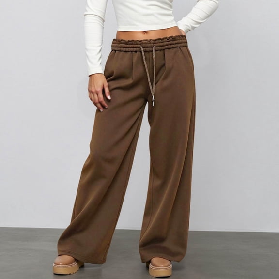 TIANZEN Casual Joggers Winter Warm High Waisted Soft Pants With Pockets Comfortable Elastic Waistband Tapered Leg Womens Pants Casual Petite Harem Pants Loose Womens Pants Elastic Waist