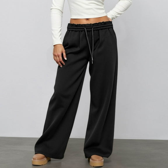 TIANZEN Casual Joggers Winter Warm High Waisted Soft Pants With Pockets Comfortable Elastic Waistband Tapered Leg Womens Pants Casual Petite Harem Pants Loose Womens Pants Elastic Waist