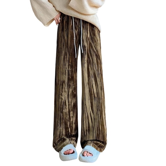 TIANZEN Casual Wide Leg Pants Winter Warm Soft Flannel Trousers With Flowy Straight Cut And Versatile Everyday Comfort Women Pant Suits Casual Womens Pants Casual Summer