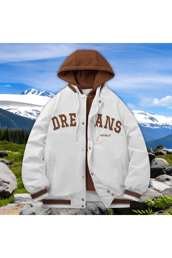 Men's Autumn And Winter Leisure Warm Baseball Quilted Jacket Thick down Jacket Men Knit Hooded Cardigan