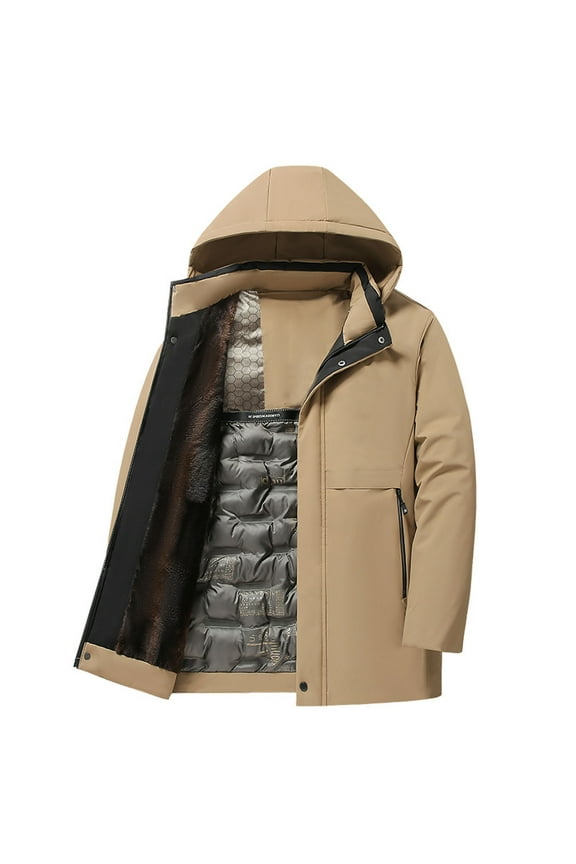 Casual Winter Jacket With Detachable Hood Warm Lined Outerwear For Cold Weather Windproof Thermal Insulated Coat Fall Jacket for Men Coats And Jackets for Men Clothes for Men Jacket