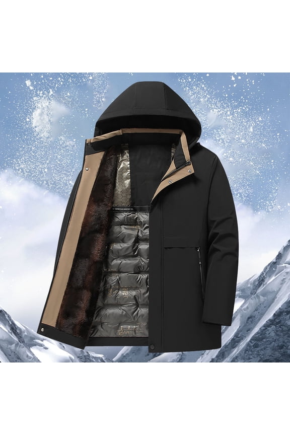Casual Winter Jacket With Detachable Hood Warm Lined Outerwear For Cold Weather Windproof Thermal Insulated Coat Mens Wind Jacket Snow Jacket for Men Outlast Jacket