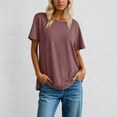 thumbnail image 1 of TIANZEN Classic Solid Color Casual Tee Shirt Basic Comfortable Soft Everyday Blended Short Sleeve For Ladies Short Sleeve Tops for Women Womens Tees Long Sleeves Women Shirt, 1 of 3
