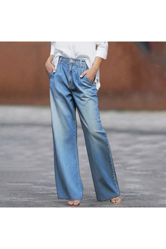 Classic Women's Jeans For Everyday Wear Versatile Long Denim Pants With Button Details For Spring And Autumn Wardrobe Addition Classic plus Pants for Women Size 20