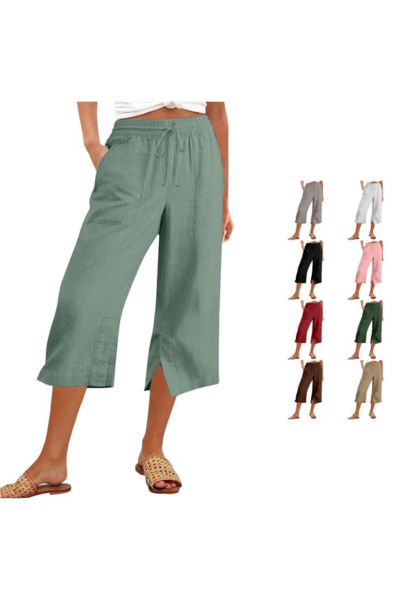 Effortless Summer Wide Leg Pants For With Pockets And Side Slit Loose Fit Casual Trousers Ideal For Warm Weather Womens High Waist Pants Casual