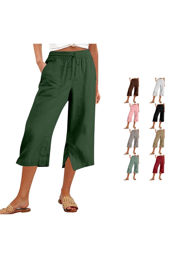 Effortless Summer Wide Leg Pants For With Pockets And Side Slit Loose Fit Casual Trousers Ideal For Warm Weather Womens High Waist Pants Casual