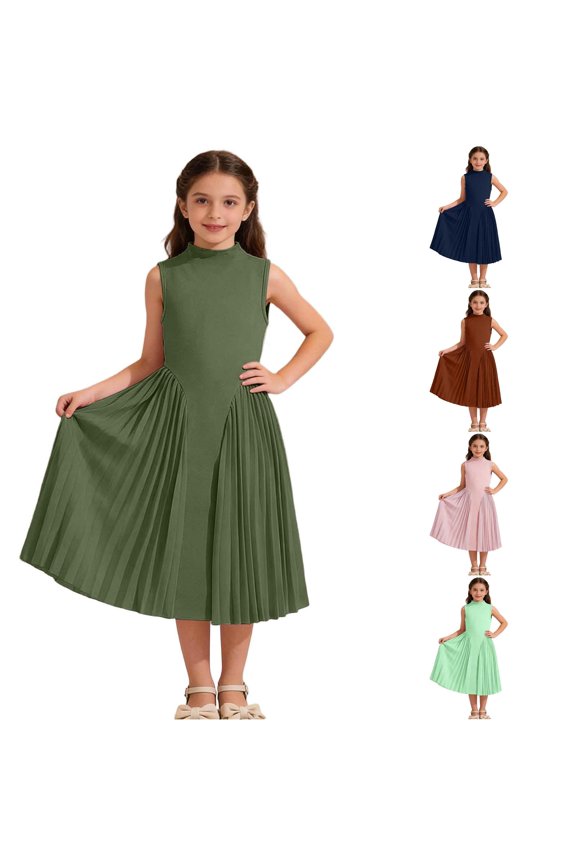 Elegant Girls Long Dress With Pleated Skirt And Sleeveless Design For Summer Formal Occasions And Party Wear Baby Girl Flower
