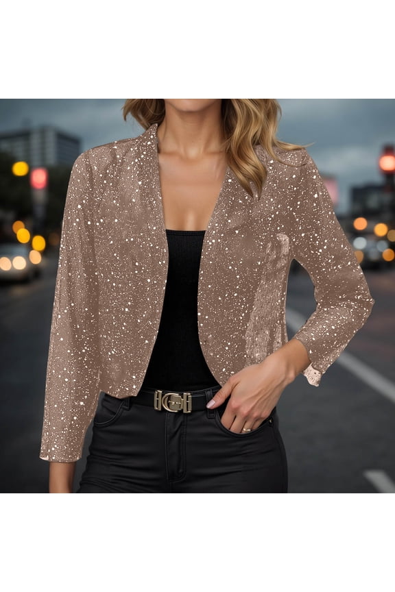 Elegant Solid Color Casual Jacket Lightweight Shiny Front Open Long Sleeve Breathable Thin Party Cardigan Outerwear Coat Girl Coat Womens Western Fashion