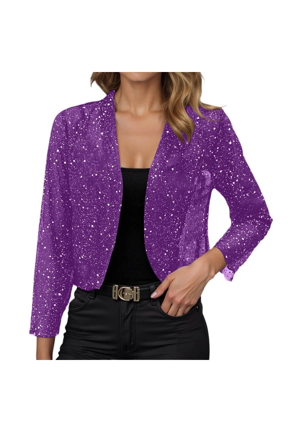 Elegant Solid Color Casual Jacket Lightweight Shiny Front Open Long Sleeve Breathable Thin Party Cardigan Outerwear Coat Women Hooded Jacket Short Casual Jackets for Women