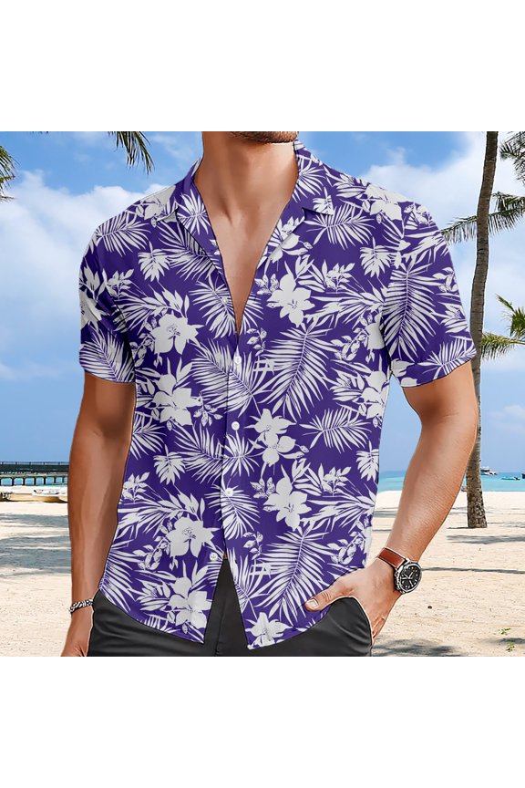 European Beach Men Comfortable Loose Sports Foreign Trade Business Casual Collar Button Open Shirt Short Sleeve Shirt Anime Tee Shirts Men