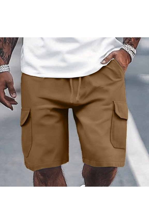 European Solid Color Bag Tied Beach Work Pants For Men Casual Loose Comfortable Foreign Trade Business Sports Linen Shorts Mens Night Shorts I Fit Shorts Men