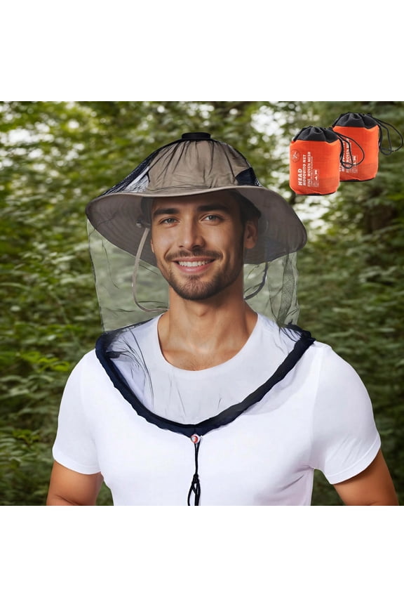 Face Neck Fly Netting Hood From Noseeums Screen Net For Any Outdoor Lover With Carry Bags Fits Sizes Of Hats Caps (2pcs) Beach Shawl Wrap