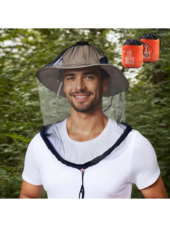 Face Neck Fly Netting Hood From Noseeums Screen Net For Any Outdoor Lover With Carry Bags Fits Sizes Of Hats Caps (2pcs) Beach Shawl Wrap