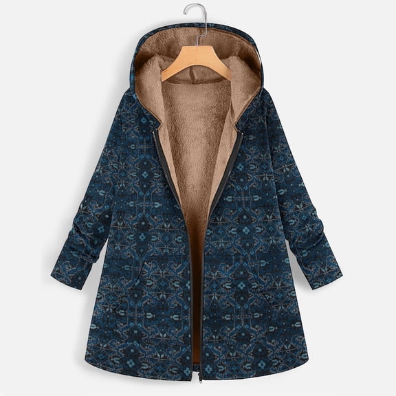 TIANZEN Fahion Coats For Women Winter Thick Coats Warm Hooded Outerwear Fashion Print Buttons Outwear Tops With Pocket Women Fall Jacket Ladies Jacket Lined Coat Women