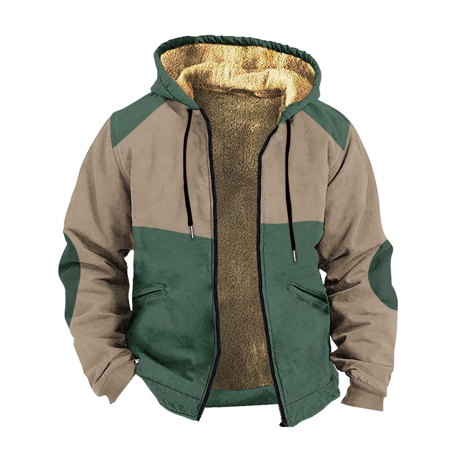 TIANZEN Fall And Winter Men's Double Color Block Hooded Long Sleeve ...