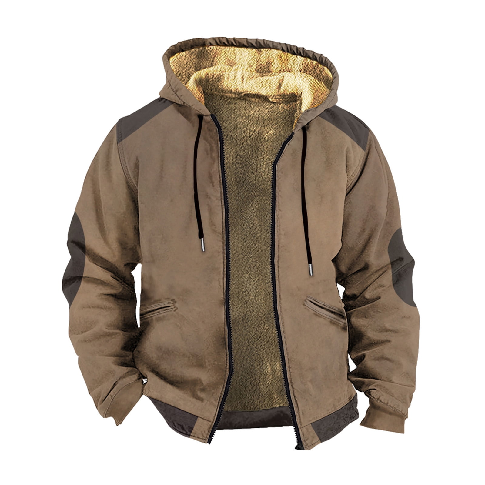TIANZEN Fall And Winter Men's Double Color Block Hooded Long Sleeve ...