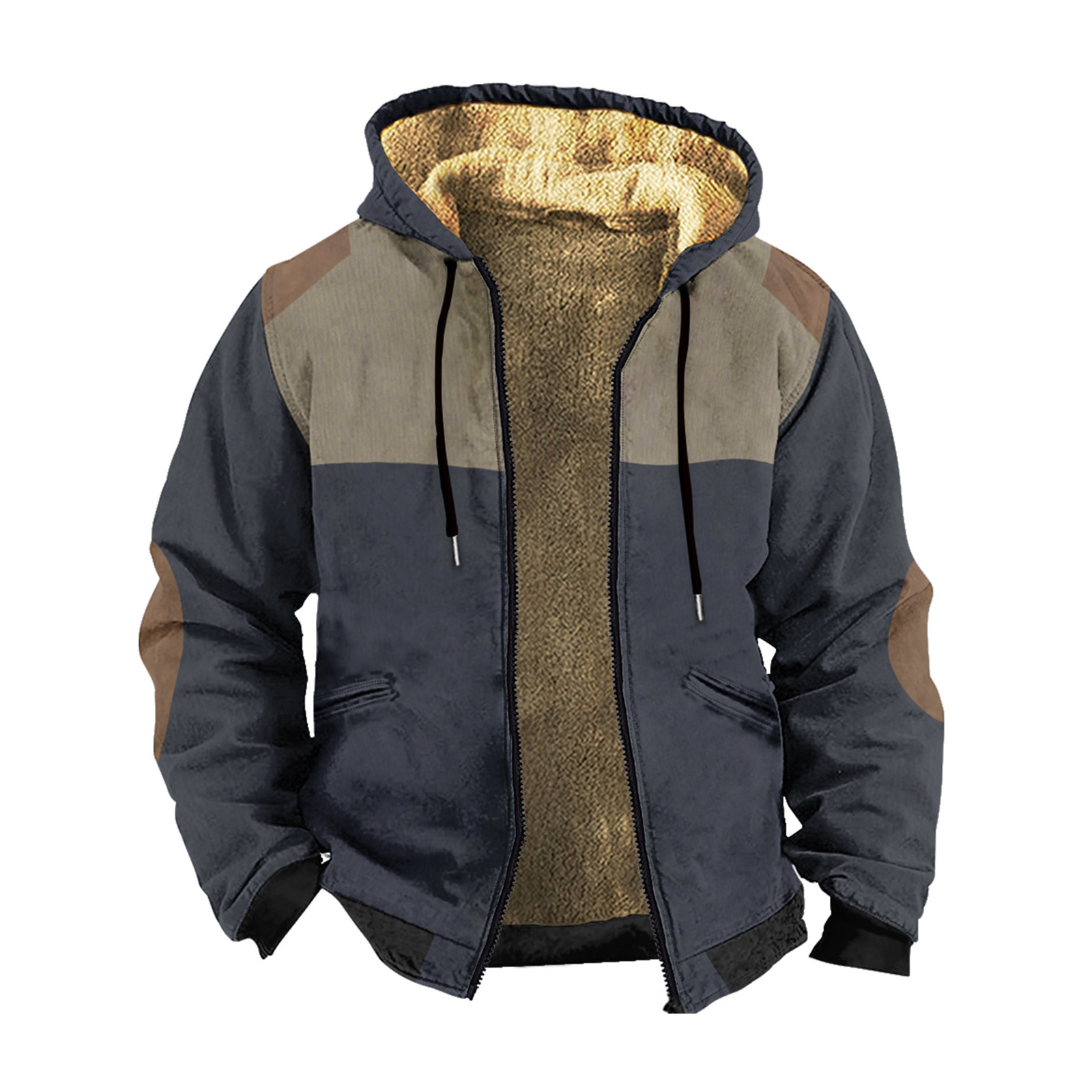 TIANZEN Fall And Winter Men's Double Color Block Hooded Long Sleeve ...