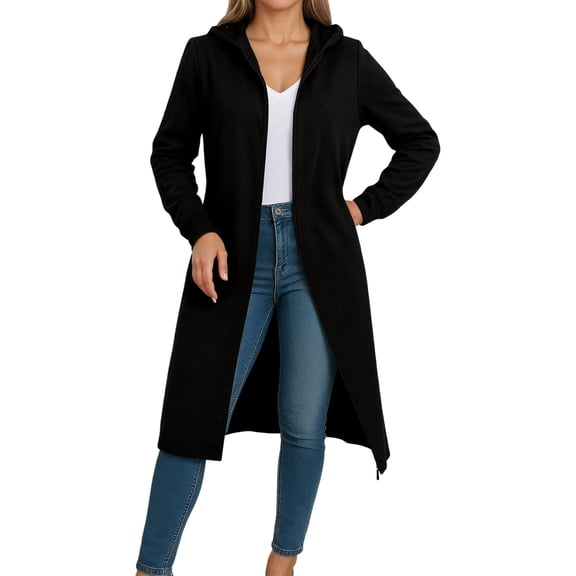 TIANZEN Fall/Winter Solid Color Long Hooded Cardigan – European Style Cozy Outerwear Women's Duster Coat Cute Winter Coats for Women Womens Winter Outer Wear