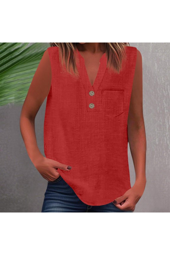 Fashion Women's Shirts For Casual Wear Summer Sleeveless Button Up Top Versatile Solid Color Blouse Button down Tie Shirts for Women Women's Tops Long Sleeve Deep V Neck Blouses for Women