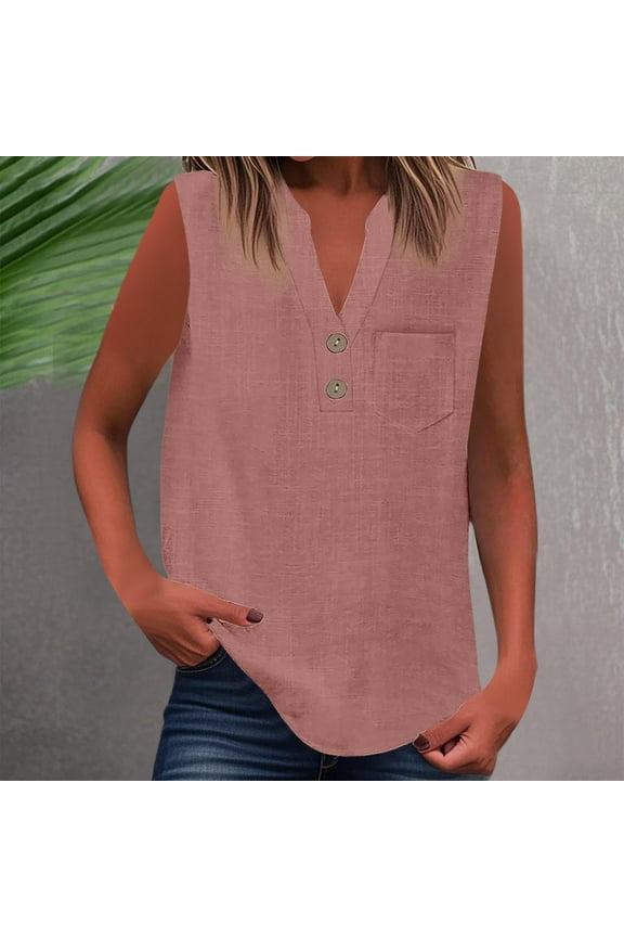 Fashion Women's Shirts For Casual Wear Summer Sleeveless Button Up Top Versatile Solid Color Blouse Button down Tie Shirts for Women Women's Tops Long Sleeve Deep V Neck Blouses for Women