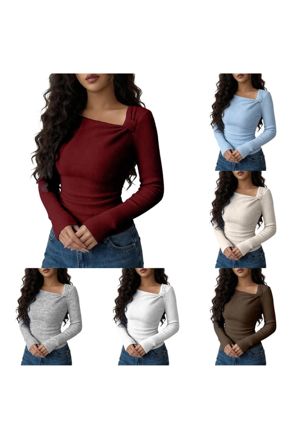 Fashionable Korean Style Plus Size For With Ruffle Detail And Asymmetric Design Casual Short Sleeve Blouse Ladies Long Sleeve Tops