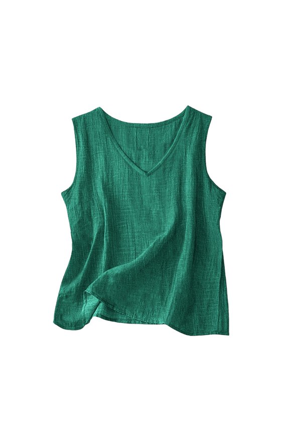 Fiber Breathable V Neck Color Style Casual Functional Sleeveless Tunic Top (No Ingredient Label Required) Vest Women