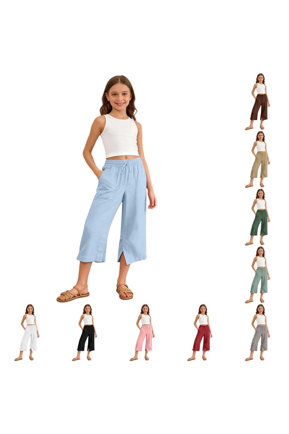 Girls Casual Ponte Pants For Girls Comfortable Solid Loose Fit Half Length Trousers For Everyday Play Soft Waistband Easy Care Clothes for Girls Size 6