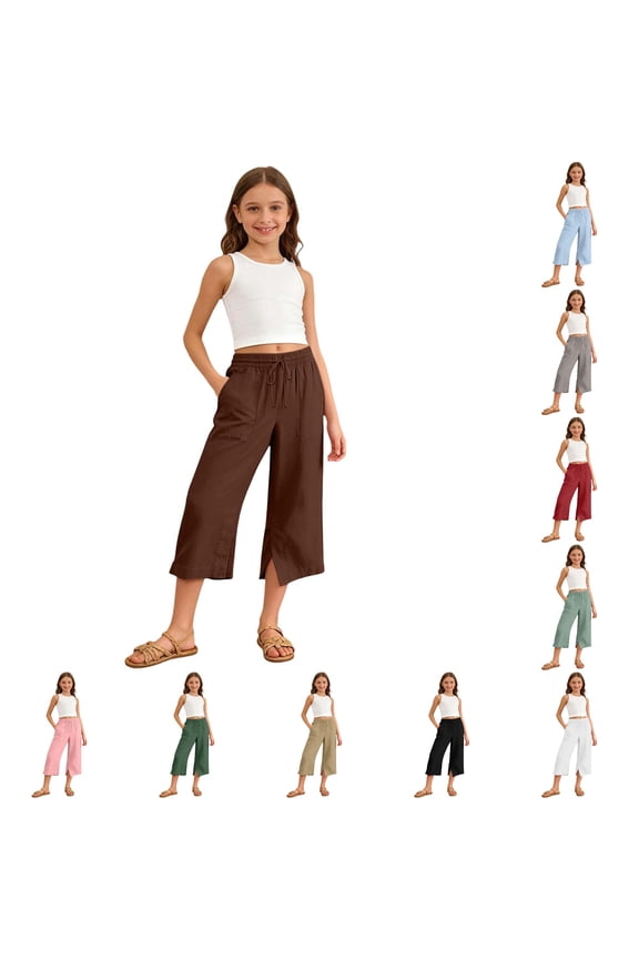 Girls Casual Ponte Pants For Girls Comfortable Solid Loose Fit Half Length Trousers For Everyday Play Soft Waistband Easy Care Clothes for Girls Size 6