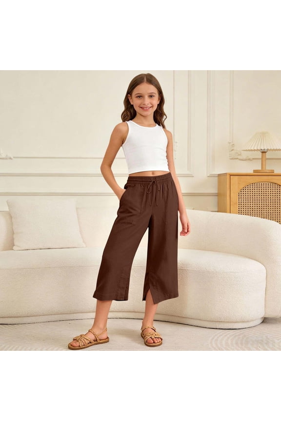 Girls Casual Ponte Pants For Girls Comfortable Solid Loose Fit Half Length Trousers For Everyday Play Soft Waistband Easy Care Girls Easter Hats for Kids Ages 4-8