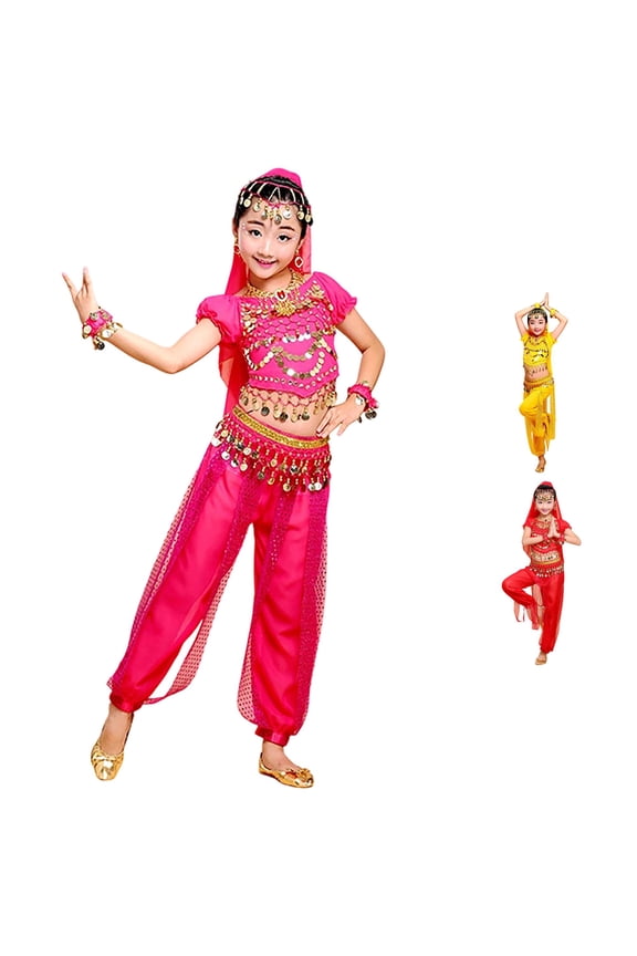Girls Ethnic Dance Outfits Belly Dance Performance Wear For Kids Stage Show Traditional Folk Dress Young Girls Outfits