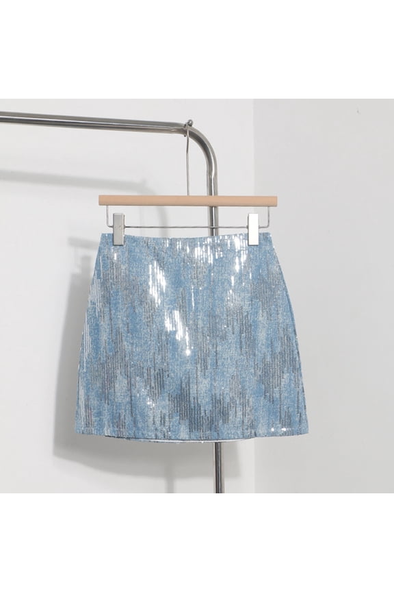 Girls High Waisted A Line Sequin Skirt New Sparkly Skirt Wrap Dress Skirt with Slit Extra Long Bed Skirt down Skirt