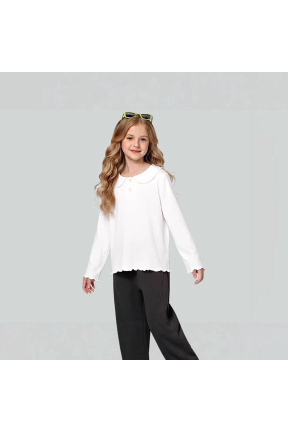 Girls Long Sleeve Tunic Soft Casual Blouse For School Daily Wear Girl Tops 2t