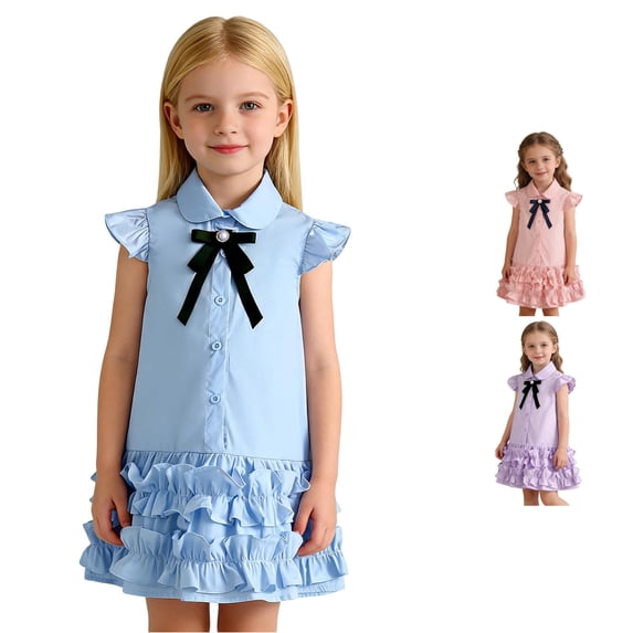 TIANZEN Girls Summer Sleeveless Dress Tiered Ruffle Casual A Line Vest Style Outfit For Toddler Kids Girls Cat Dress