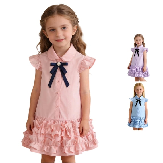 TIANZEN Girls Summer Sleeveless Dress Tiered Ruffle Casual A Line Vest Style Outfit For Toddler Kids Girls Cat Dress