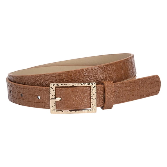 TIANZEN Glossy Pattern Leather Belt For With Square Buckle Decorative Waistband Durable Belts for Men Belt with