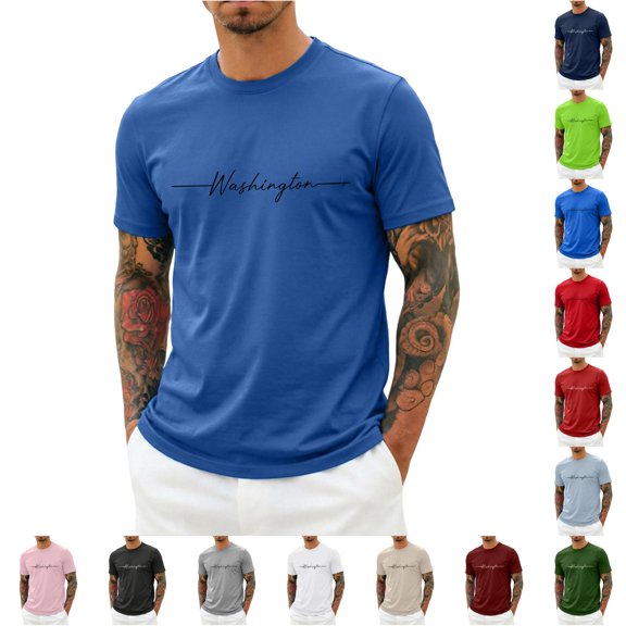 TIANZEN Graphic T Shirt Letter Print Starry Sky Short Sleeve Tee Casual Summer Top Comfortable Blend Shirt T Shirts Men Pack