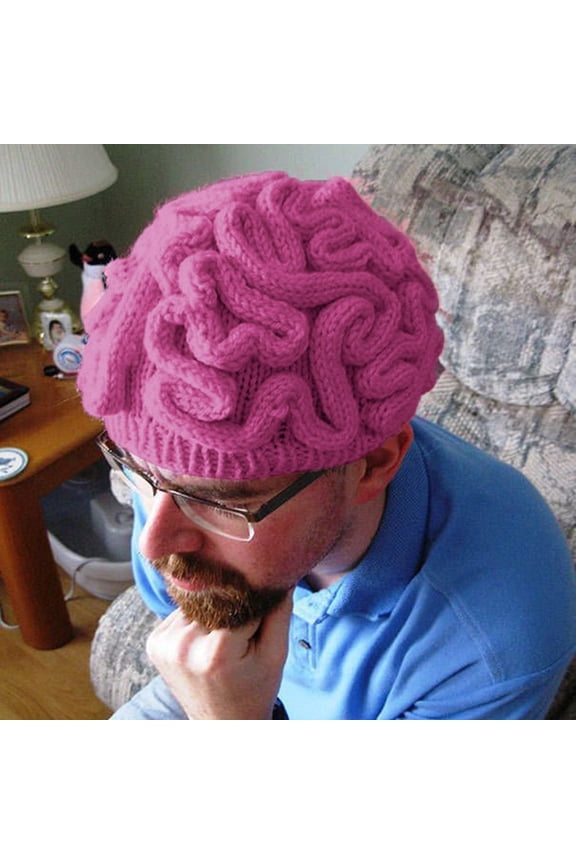 Hand Knitted Personality Brain Hat Kids Adults Cool Cerebrum Cap Post Season