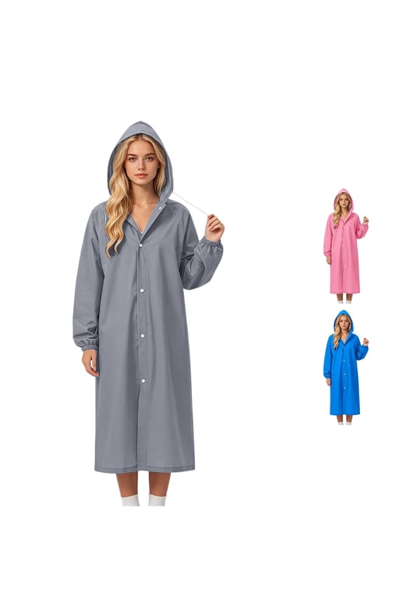 Heavy Duty Long Raincoat Hooded Poncho For Outdoor Travel Hiking Trekking Full Swing Jacket Women
