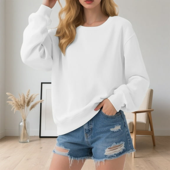 TIANZEN Heavyweight Crewneck Sweatshirt For Oversized Color No Hood Pullover With Contrast Panels Casual Streetwear Top Color Sweatshirt Women Crop Sweatshirts Women Set Light Long Sleeve Sweatshirt