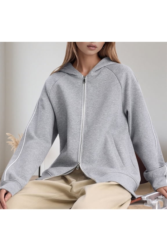 Heavyweight Hooded Coat For Plus Size Open Front Zip Up Sweatshirt Fall Winter Oversized Casual Jacket Outerwear for Women plus Size Rain Jackets for Women 5x Swing Coat