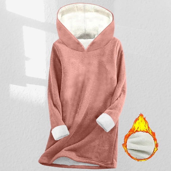 TIANZEN Hooded Pullover Sweater Winter Warm Soft Long Sleeve Casual Outerwear Sweater Dress Tunic Womens Lightweight Sweaters with Zipper