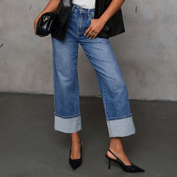 TIANZEN Jeans For Women Wide Leg Baggy High Waist Boyfriends Straight Leg Stretchy Denim Pants Trendy Fall 2024 Womens Clothes Womens Tall Pants Woman High Waist Pants