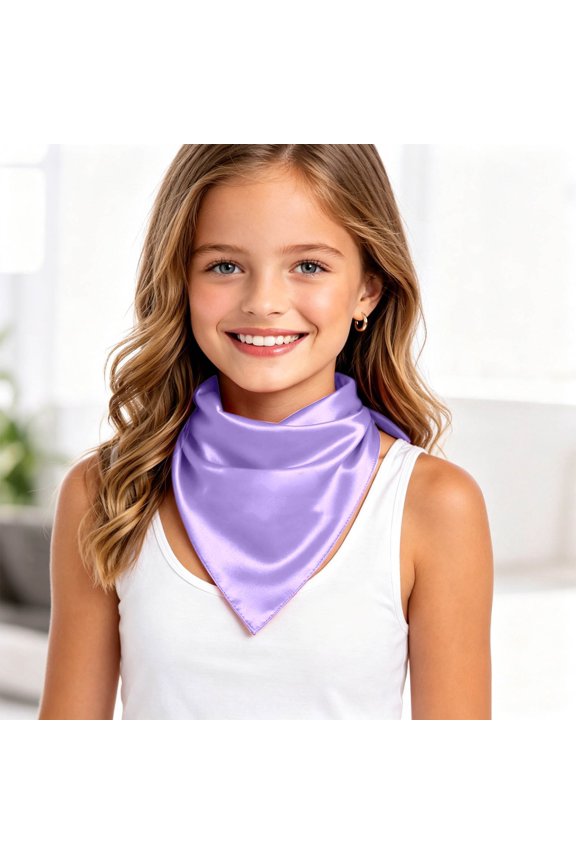 Kids Silk Scarf For Girls Lightweight Soft Sheer Wrap For Everyday Wear Elegant Neck Satin Edge Scarf
