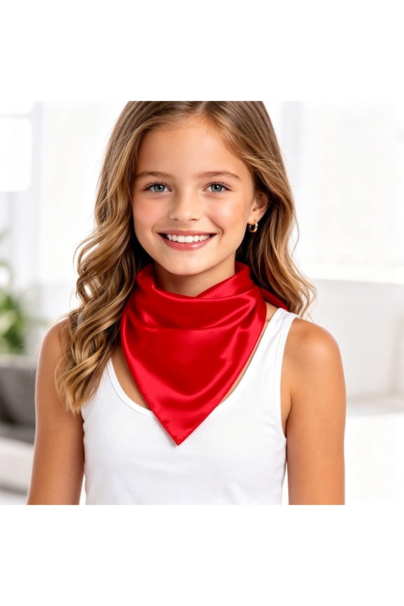 Kids Silk Scarf For Girls Lightweight Soft Sheer Wrap For Everyday Wear Elegant Neck Satin Edge Scarf