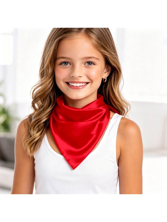 Kids Silk Scarf For Girls Lightweight Soft Sheer Wrap For Everyday Wear Elegant Neck Satin Edge Scarf