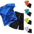 thumbnail image 1 of TIANZEN Kids Sports Shorts Sets Boys Girls Quick Drying Tracksuit 2 Piece Basketball Performance Tank Top And Mesh Shorts Set Toddler Boys Fall Outfits, 1 of 3