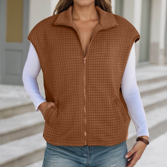 TIANZEN Knit Zip Front Vest Sleeveless Oversized Outerwear With Side Pockets Casual Layering Cardigan Two Vest Denim Vest Sweater Sleeves Juniors Flannel Vest