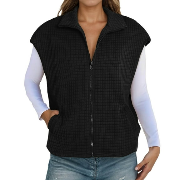 TIANZEN Knit Zip Front Vest Sleeveless Oversized Outerwear With Side Pockets Casual Layering Cardigan And Coat Women 16 plus Size Womens Coats