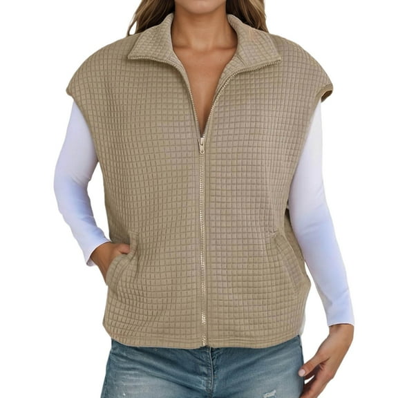 TIANZEN Knit Zip Front Vest Sleeveless Oversized Outerwear With Side Pockets Casual Layering Cardigan And Coat Women 16 plus Size Womens Coats